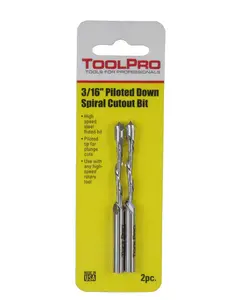 ToolPro 3/16 in. Piloted Down Spiral Cutout Bit - 2 Pack