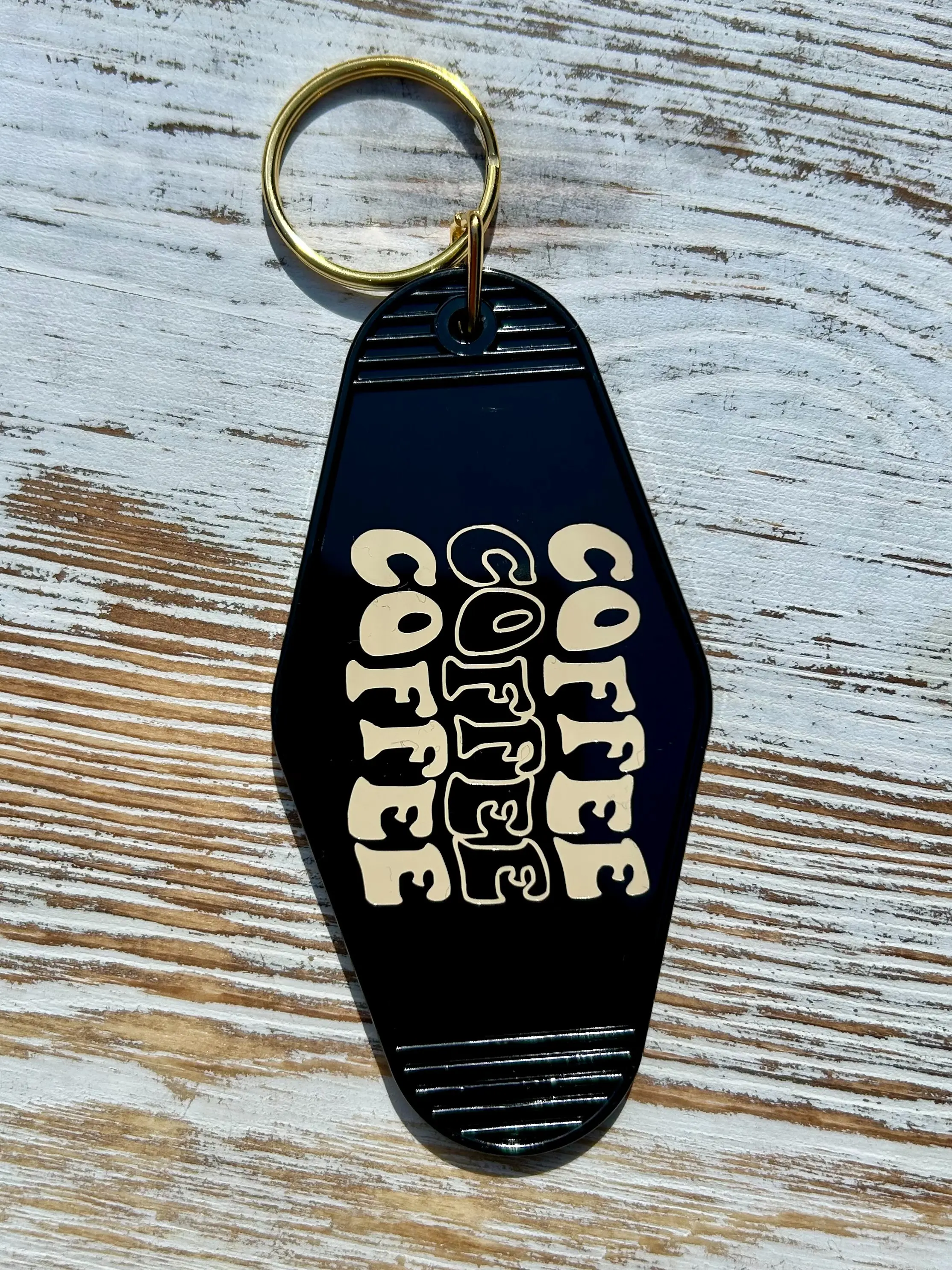 "Coffee, Coffee, Coffee" Hotel-Style Keychains - Multiple Custom Options keychain gift