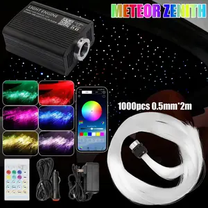 1000pc Fiber Optic Star Light Kit | Car Headliner Roof Twinkle Ceiling Lights with RGB Music Activated Fiber Optic Lamp | App Control & Remote | For Home Theater, Car Interior, Bedroom Ceiling Atmosphere Light