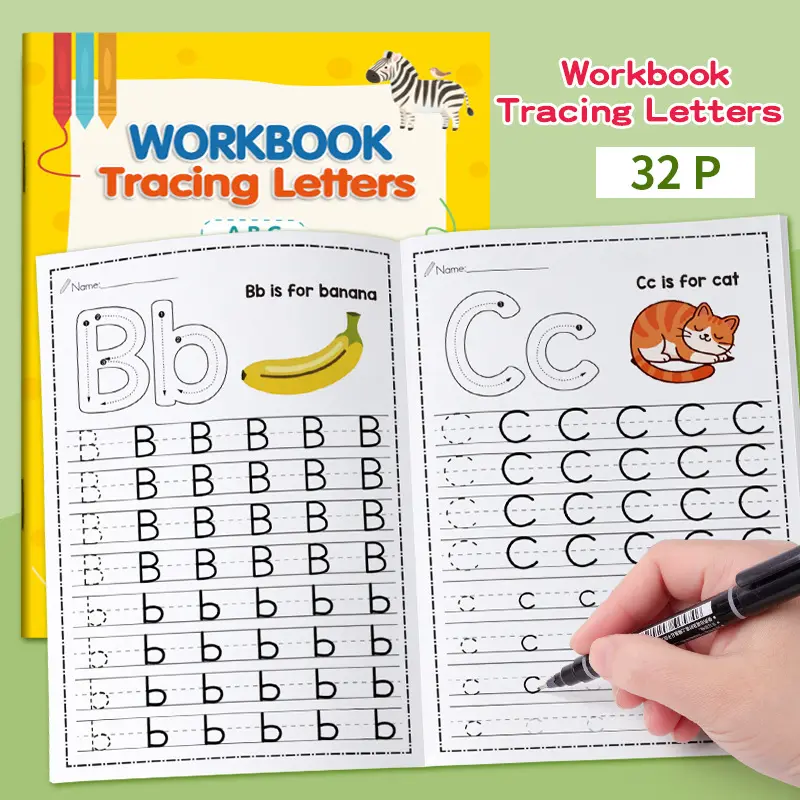 Toddlers Letter Tracing Workbook Learning Materials, Tracing Preschool Books, 32 Pages ABC Learning & Handwriting Practice for Preschoolers, Help Kids Learn to Write Letters Easily