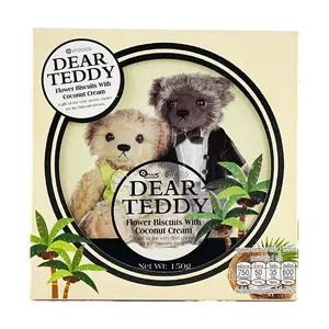 VFOODS Thai Teddy Bear Coconut Cream Sandwich Cookies 150g - Popular Thai Snack Gift