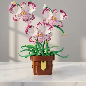 Never-Ending Orchid Block Model, Educational DIY Parent-Child Assembly Toy, Detailed Particle Puzzle Desktop Decor, Perfect Gift for Girls