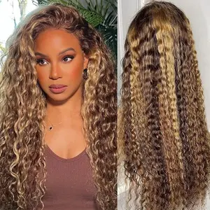 West Kiss Highlight Ombre Glueless Wig P4/27 Deep Wave 7x5 Closure Human Hair Wigs Put It On Pre Plucked Human Hair Wig