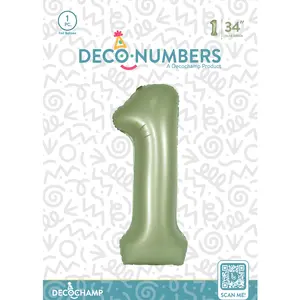 Number 1 Olive Green Foil Balloon 34" (Single Pack) DECONUMBER