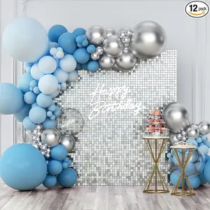 Shimmer Wall Backdrop Silver Square Sequin Wall Panel Backdrop Decor for Wedding, Anniversary, Birthday, Party