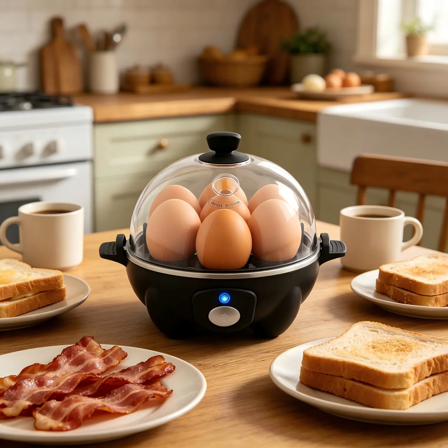 ISUNMEA Rapid Egg Cooker - Boiler, Poacher & Steamer - Includes Measuring & Recipe Guide - Dishwasher Safe - BPA Free - Holds 7 Eggs, Black Egg Holder