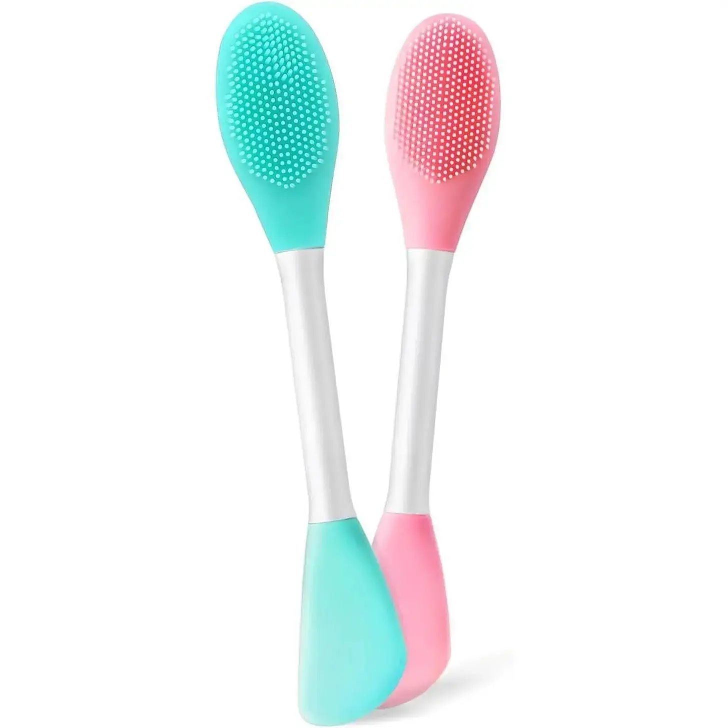 2-Pack Silicone Face Cleansing Brush - 2 in 1 Exfoliating & Massaging Face Scrubber, Gentle Deep Pore Cleansing & Blackhead Remover, Perfect for DIY Face Masks & Daily Skincare