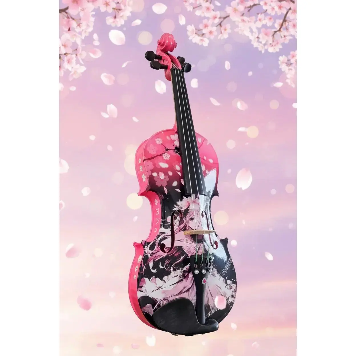 Cherry Blossom Girl Anime Violin Outfit | Carbon Fiber Bow & Faux Pearl Tailpiece