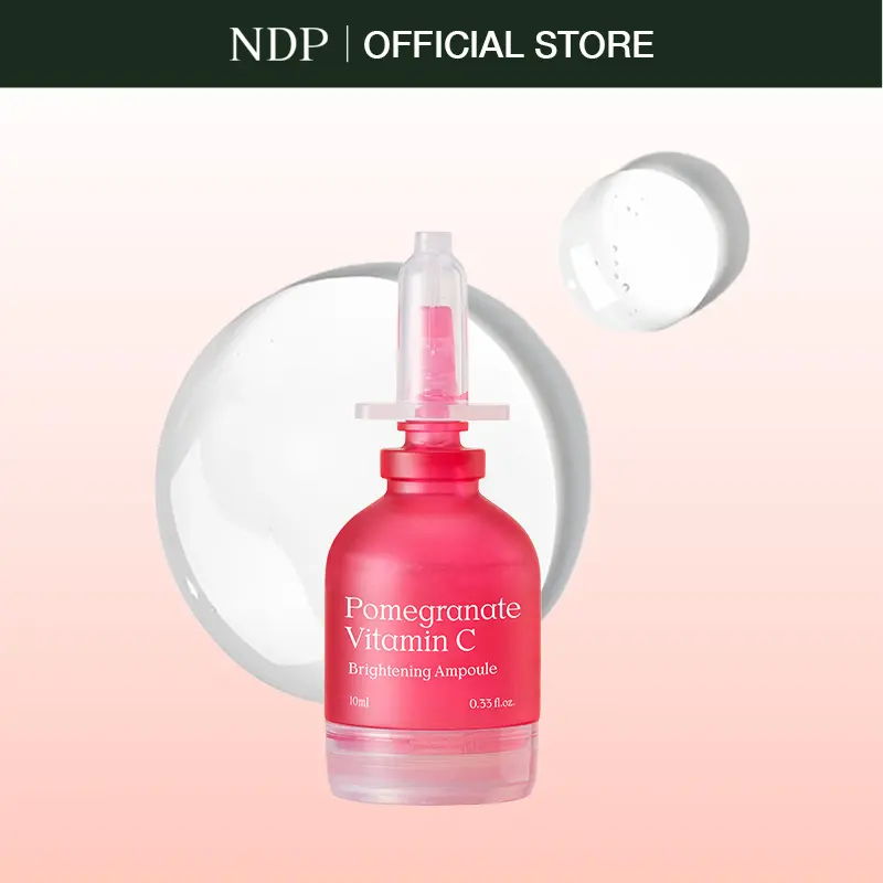 NATURAL DERMA PROJECT Pomegranate 10% Vitamin C Ampoule, Vegan Brightening Serum with Niacinamide for Dark Spots, Hyperpigmentation Treatment & Radiant Skin Repair, 10ml, Vitamin C Serums, Face Serum