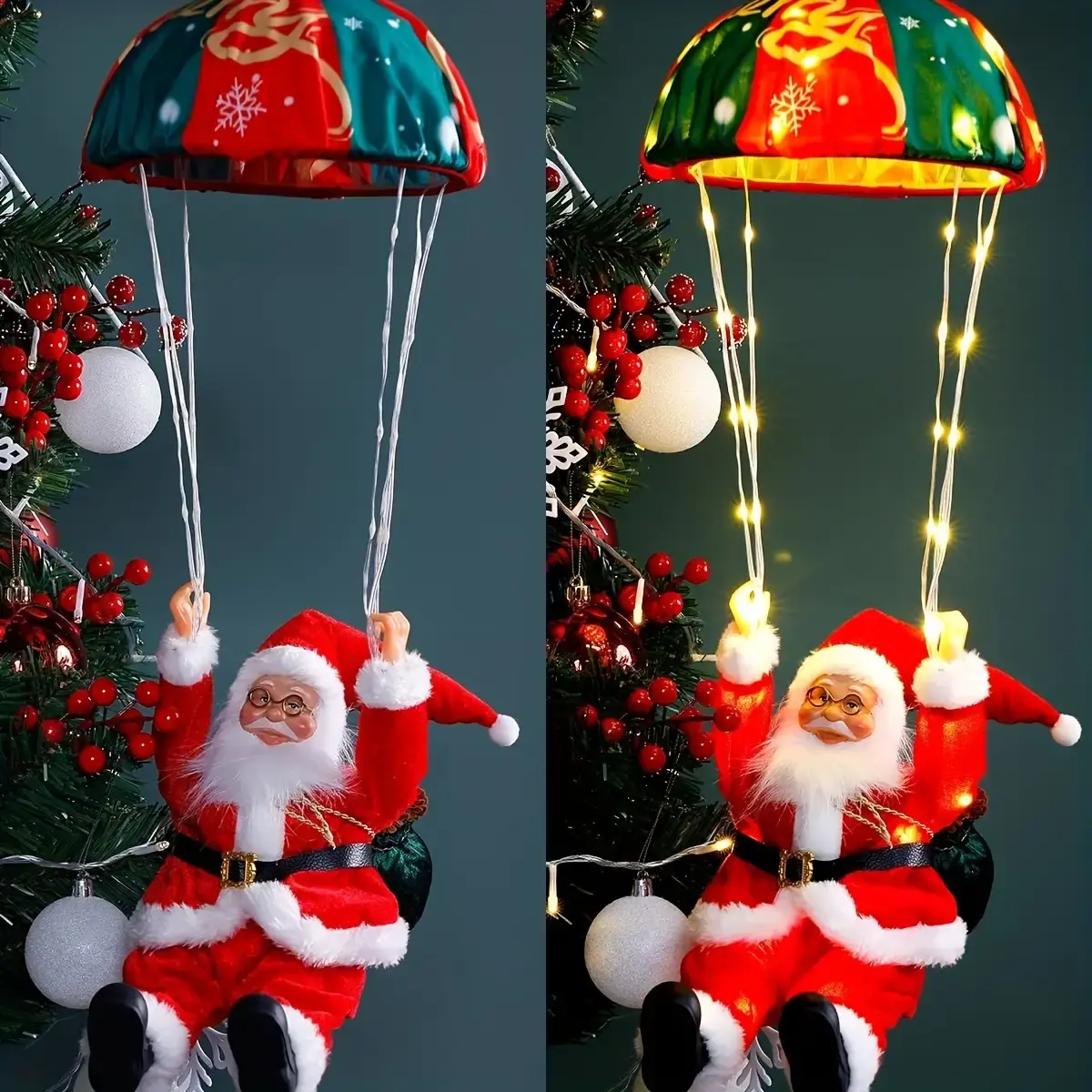 Magical 2.8ft Battery-Powered Outdoor LED Christmas String Lights - Santa Claus Decoration, 8 Adjustable Timer Modes, Pet-Safe Party Mood Light for Rooftops