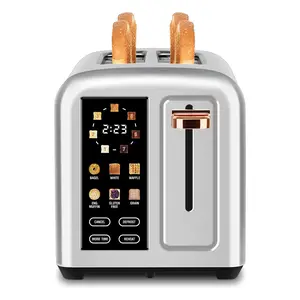 Faster Heating Speed,Toaster 2 Slice with Touch Screen,  7 Shade Setting, 6 Bread Type, 1.5”Wide Slots Toaster, Removable Crumb Tray, 1350W, Sliver Metallic Appliances Smart Household