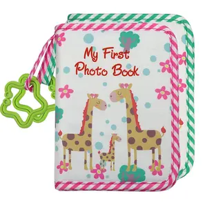 Baby Growth Photo Album, Cloth Material, Soft, Fun for Little Ones, Visually Appealing, Deer Cartoon Design, Playful Animal Patterns, Unique Pattern, Giraffe, Baby Memory Book, Perfect Gift for New Parents, Keepsake Diary