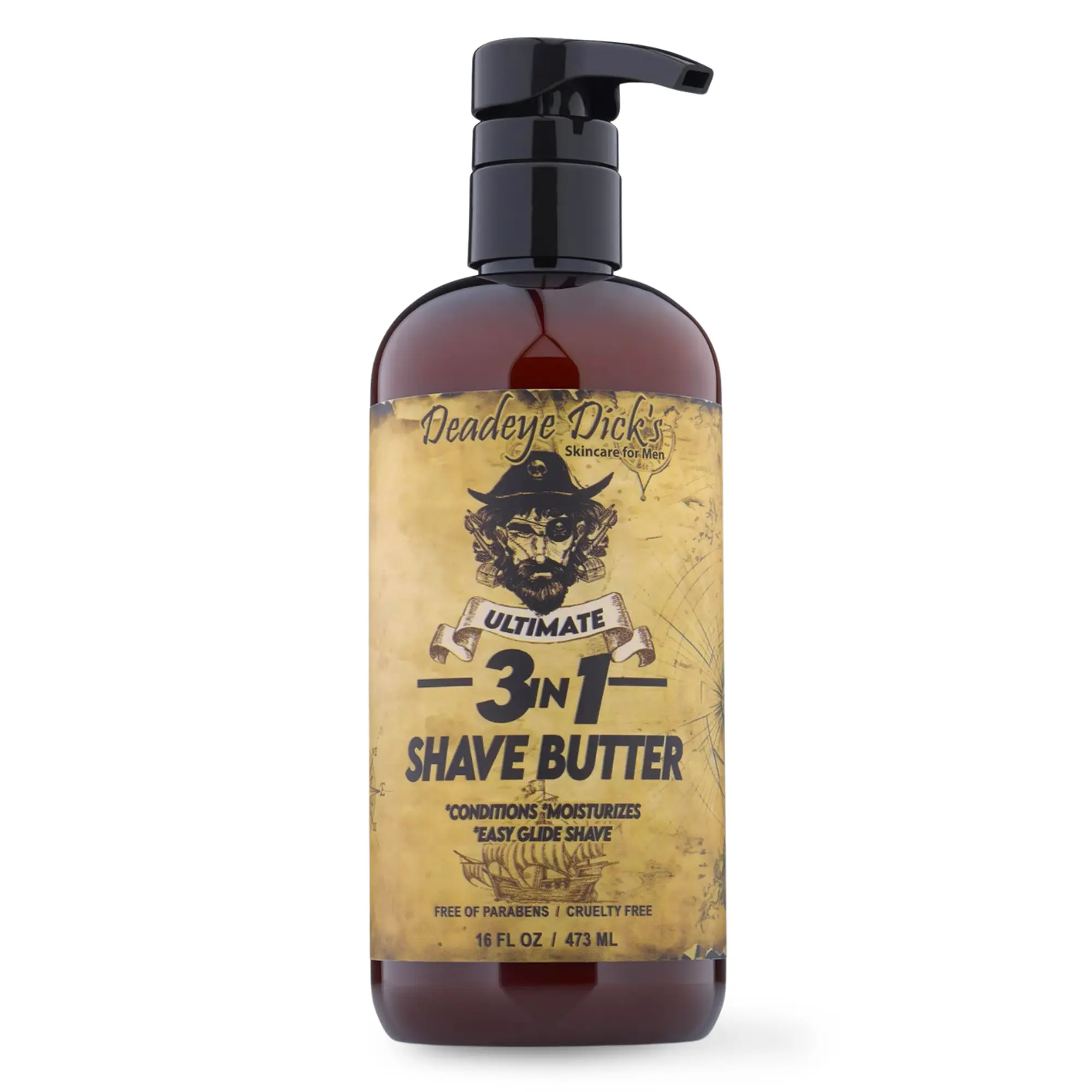DeadeyeDick's 3-in-1 Shave Butter for Men | Natural Shaving Cream Mens for Face, Head & Body | Gentle & Comfortable on All Skin Types | 16 FL OZ
