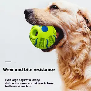 Wobble Giggle Ball for Dogs 8.8cm Spiky Dog Ball Interactive Pet Toy Funny Giggle Sounds Teeth Cleaning Playing Training Herding Silicone Chew Durable Chew