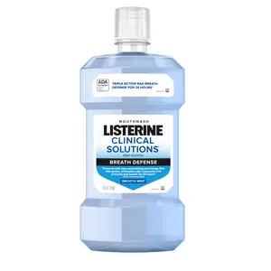 Listerine Clinical Solutions Breath Defense Alcohol-Free Mouthwash, Mild Taste Smooth Mint 1 L Oral Daily