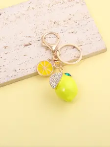 Cute Cartoon Fruit Keychain, Polished Lemon Design, Casual Style Bag Charm, Car Key Chain for Women, Fashionable Accessory