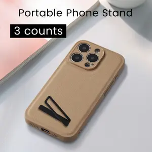 3 Counts Metal Phone Kickstand, lightweight and slim, stable and durable, strong adhesive, fits smooth phone cases, peel-and-paste installation, adjustable and foldable