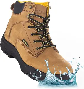 Ever Boots Ultra Dry Waterproof Work Boots for Men Full Grain Leather Lightweight, Slip-Resistant Sole All-Day Comfort Heavy Duty & Outdoor Activities Footwear
