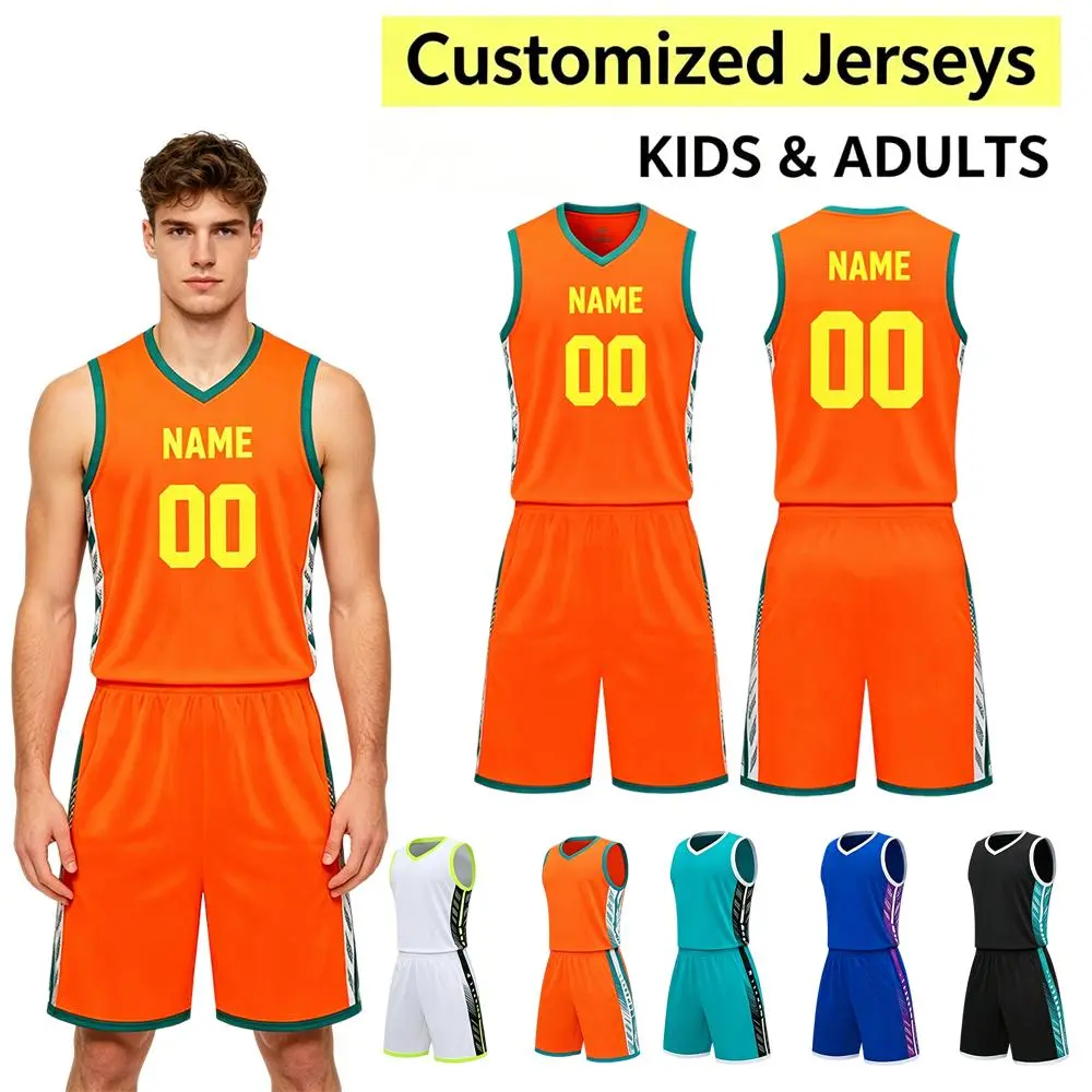 Personalized Basketball Uniform Set White Sleeveless Basketball Kit With Custom Name Number for Men&kid