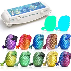 12PCS 3D Printed Dragon Eggs with Mini Articulated Dragons Inside, Sensory Fidget Toys for Adults & Kids, Eco-Friendly Egg Paper Packaging, Party Favors & Stress Relief Gifts