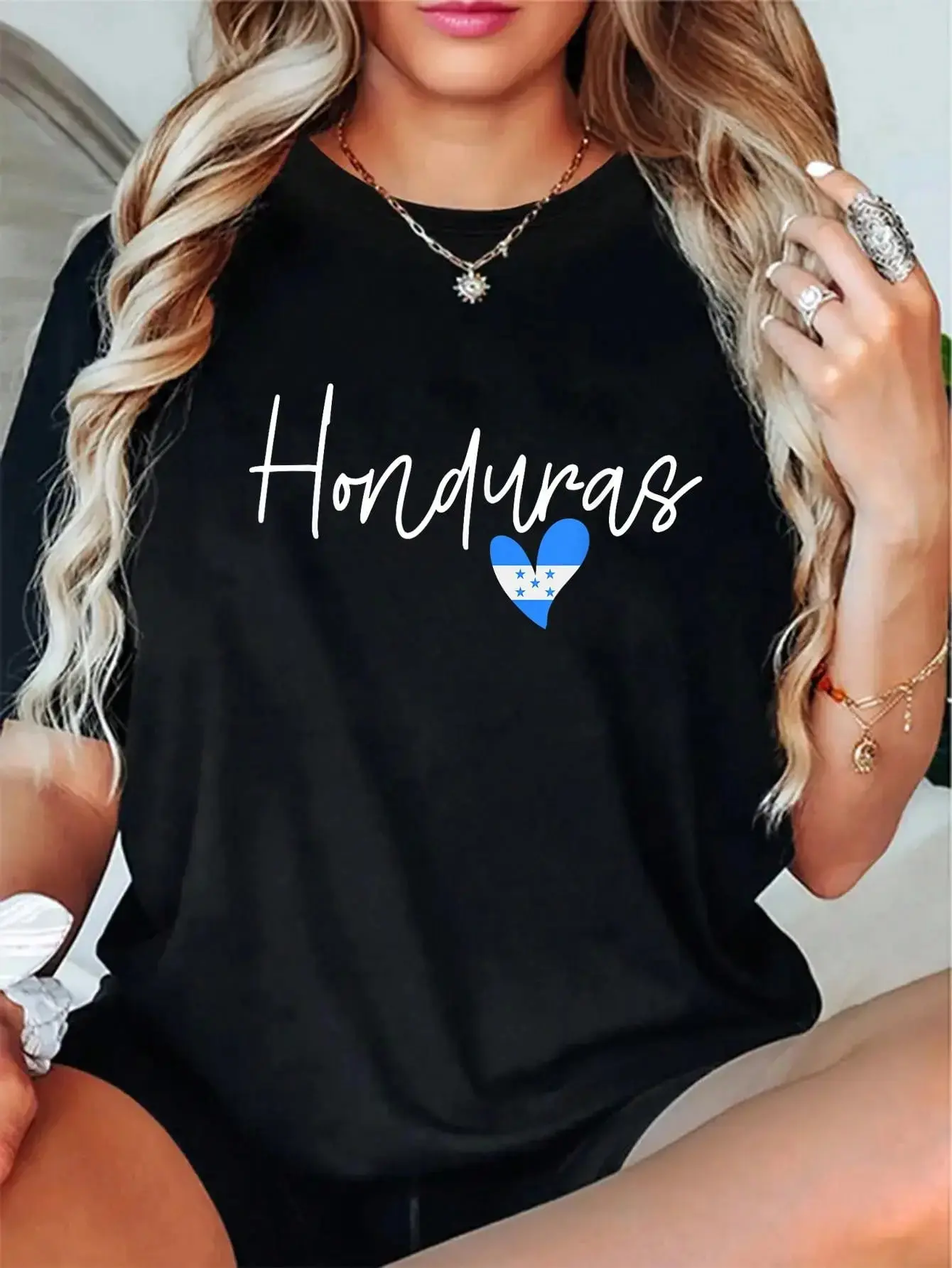 Cotton Honduras Heart Honduran Flag Hondurans Man Woman T-Shirt