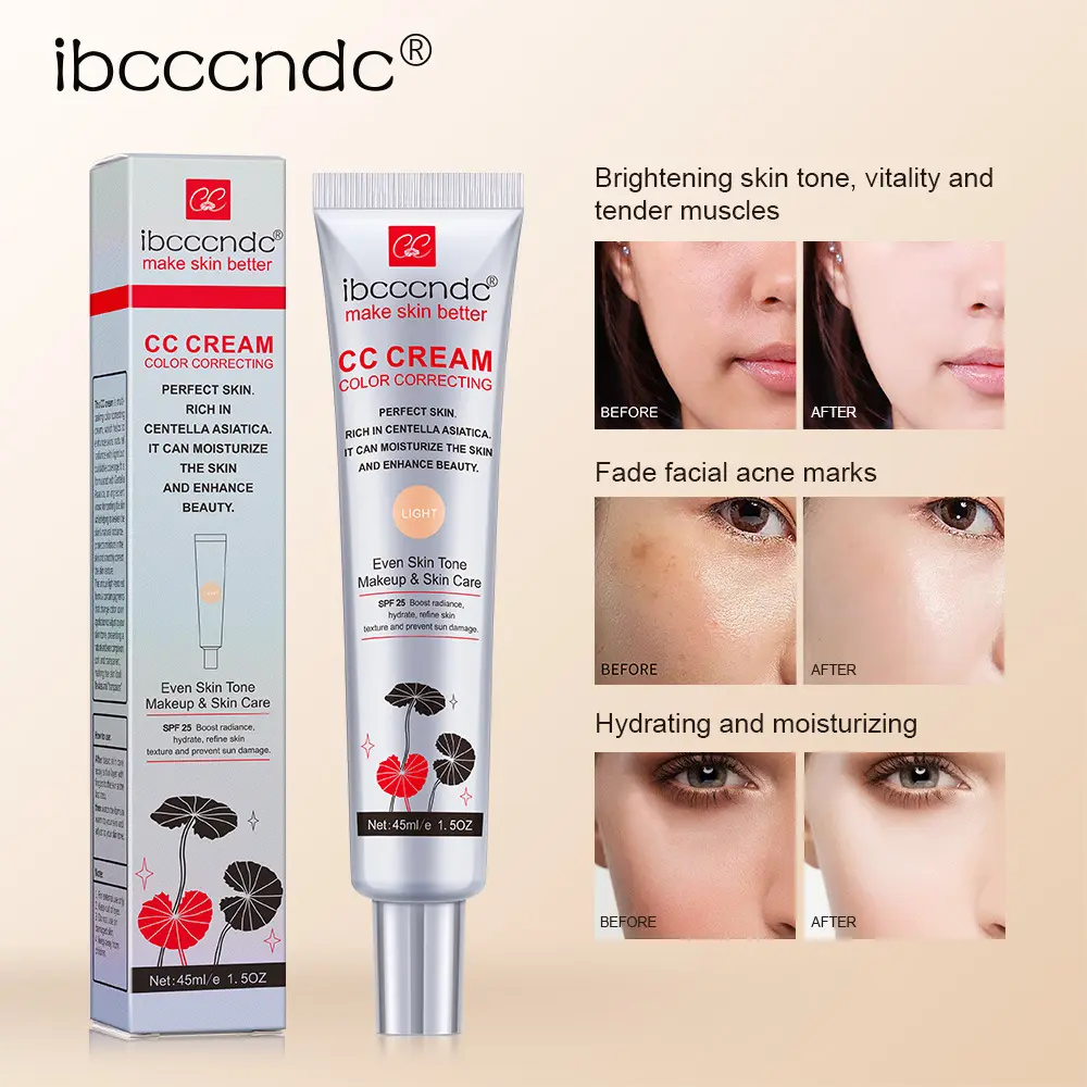 CC Cream Color Correcting Foundation, Lightweight Moisturizing Face Makeup, Hydrating Skin Tint with Natural Finish, Even Tone Makeup Base for Daily Wear 45ml