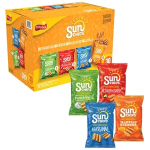 Frito Lay SunChips Whole Grain Crunchy Crispy Snack Variety Pack - 1.5 oz Bags, 30-Count, Assorted Flavors, Ideal for Back to School Haul, Late Night Snack