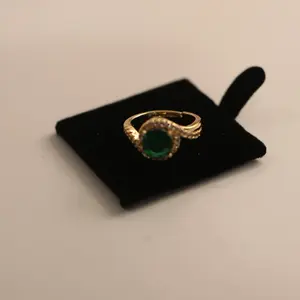 Adjustable Open Ring – Glass Gem with Metal Band