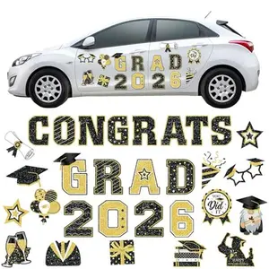 2026 Graduation Car Magnets Congrats Grad Magnetic Bumper Stickers Refrigerator Decals Senior Car Decorations for Car Refrigerator Garage Door
