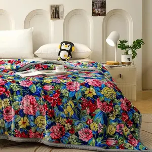 Floral Print Double Sided Blanket, 1 Count Soft Warm Throw Blanket, Air-conditioned Room Blanket, Warm Nap Blanket for Home Office Travel
