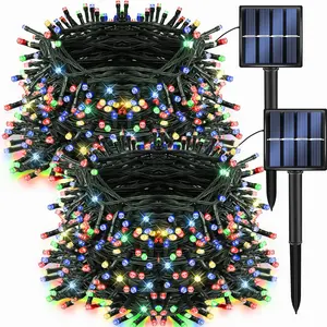 Solar String Lights Outdoor Waterproof, Solar Strip Lights, 100/200 LED Solar Lights, 8 Lighting Modes, Ip65 Water Resistant, Christmas Tree Party Decorations