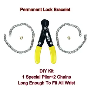 DIY Kit Permanent Lock Bracelet Forever Lock Matching Bracelet For Couple Best Friend Family,Made of Stainless Steel No Tarnish No Rust Guarantee,Recylable Reusable Permanent Forever Locked Bracelet