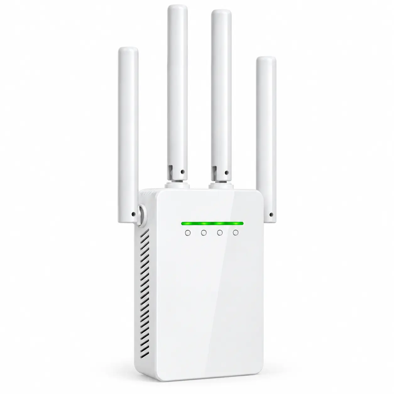 1200Mbps Dual Band WiFi Range Extender Repeater, 2.4GHz 5GHz Wireless Internet Coverage Extender with Ethernet LAN Port, WPS Button, 4 Adjustable Antennas, Smart Signal Indicator, US Plug for Home Office