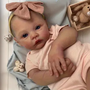 GUESSBELLY 48cm Realistic Reborn Cloth Body Doll with 3D-painting Skin and Visible Veins, Alive 19 Inches Soft Vinyl Newborn Baby Handmade Dress Birthday Toy for 3+ Kids Christmas Gift