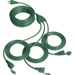 DEWENWILS Outdoor Extension Cord 1 to 3 Splitter, 3 Prong Outlets Plugs, Max 28ft End to End (25-40 FT Total), 16/3C SJTW Weatherproof Wire for Christmas String Lights, Lighting Accessories, Cable Protection-HSC103D1