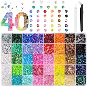 40000Pcs 40 Color Jelly Synthetic Rhinestones for Bedazzling, 3mm Multicolor Resin Flatback Synthetic Gems for Diamond Art, Bedazzler Kit for Crafting Book Shoes Nail Art