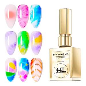HL 15ml Blooming Gel, Manicure Gels, Blooming Gel Nail Polish Clear Uv Led Blossom for Spreading Effect Blossom Effect, Flower, Marble Natural Stone Watercolor Prints Soak off Diy Nail Art Design Nail Designs Manicure Gift for Women