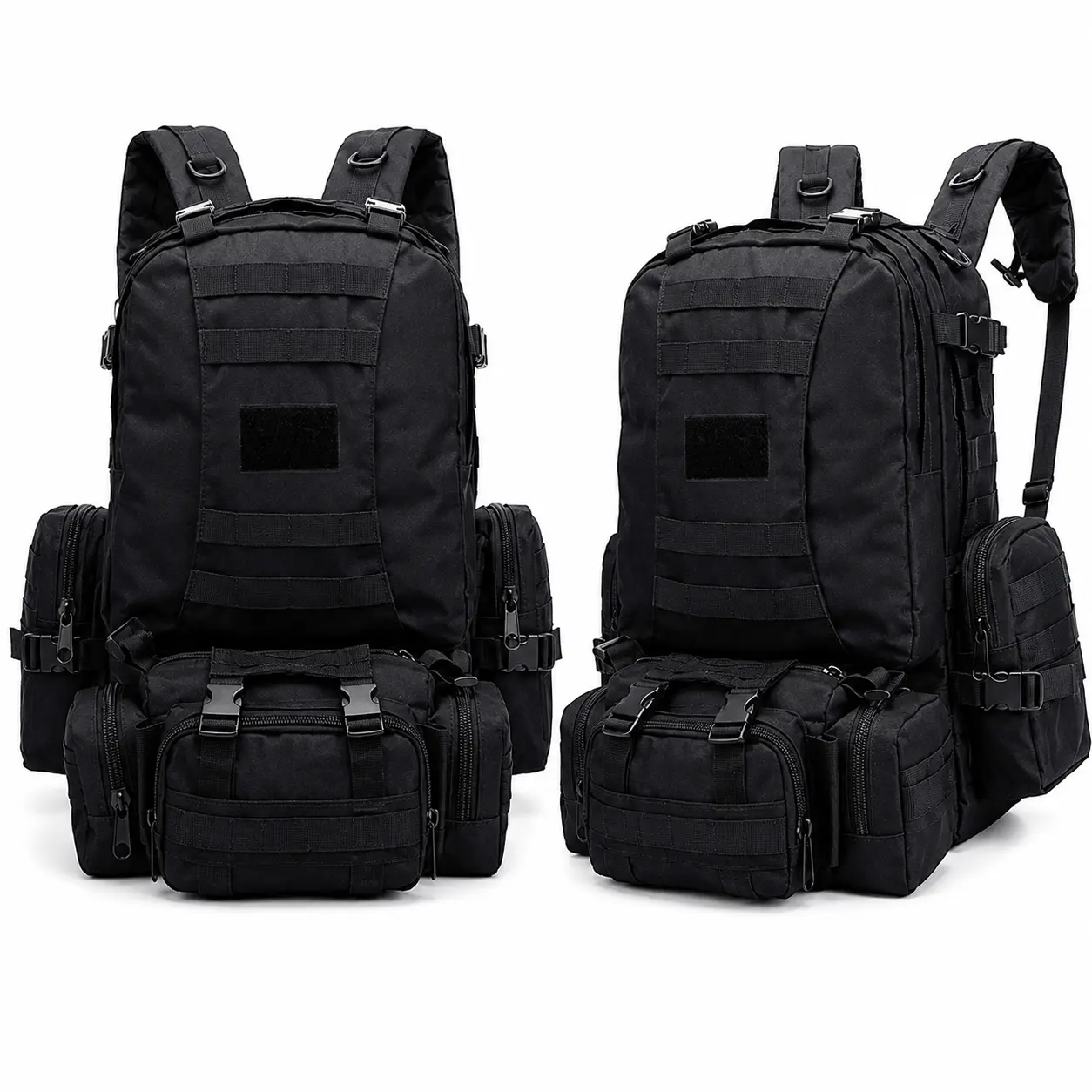 55L Tactical Backpack Military Rucksack | Heavy Duty MOLLE Backpack with Detachable Pouches | Water-Resistant Hiking Camping Travel Bug Out Bag | Large Capacity Survival Pack for Men & Women | Outdoor Trekking Hunting Everyday Carry