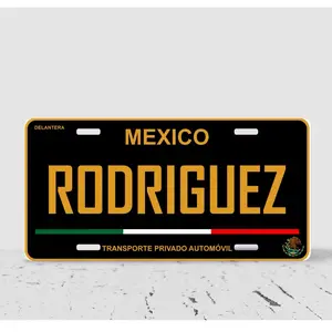 MEXICO LAST NAME License Plate with Yellow and Red Design, Includes Authentic Mexican Features Vehicle