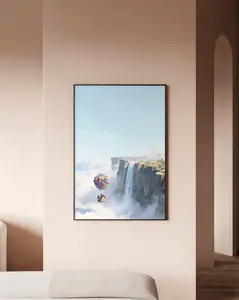 Pixar Up Poster - Floating House Art Print, Paradise Falls Wall Decor, Colorful Balloon Illustration, Adventure Is Out There Movie Poster