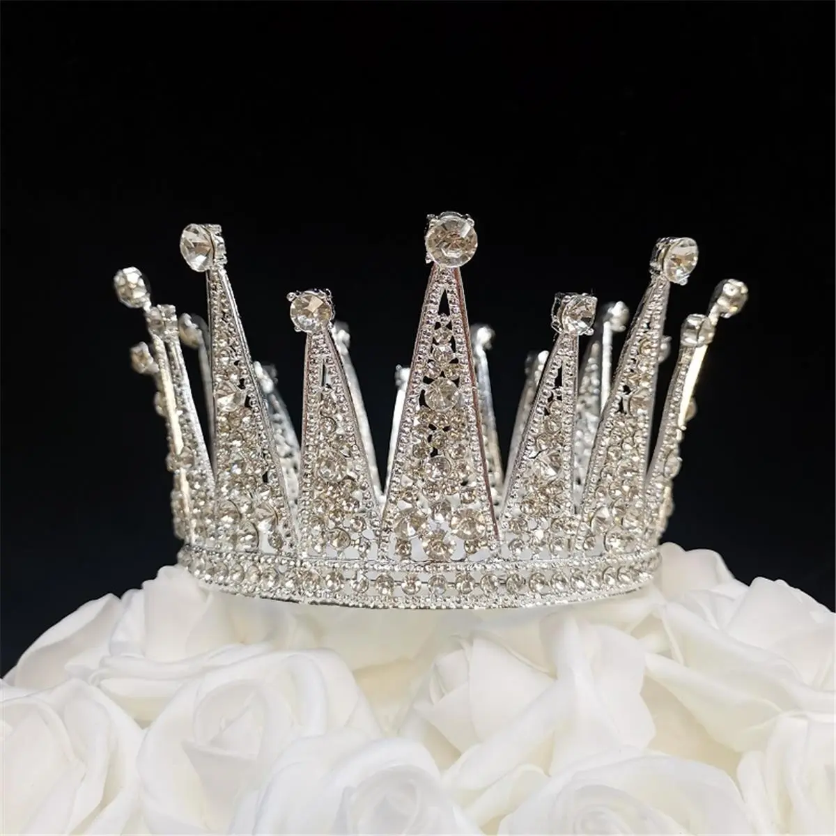 9.7 oz Large Silver Rhinestone Crown Cake Topper, Wedding Cake Decor for Bridal Events, Happy Birthday - Home & Festive Party Supplies, Birthday Ideas