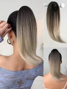 Ponytail Extension,Hair Extension Ponytail 14" Short Claw Hair Extension Synthetic Wavy Clip In Ponytail Wig Daily Fluffy Pony Tail For Women(Black Brown)