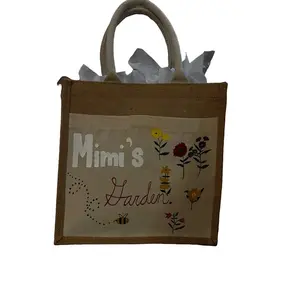 Hand-Painted Tote Bag with Acrylic Paint - Floral Design and Personalized Word - Unique Artistic Style