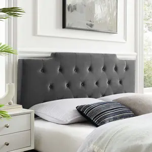 Modway Juliet Tufted Full/Queen Performance Velvet Headboard in Charcoal