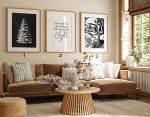 Christmas Printable Art, Black and White Christmas Prints, Vintage Santa Print, Set of 3 Prints, Christmas Posters, Christmas Downloadable