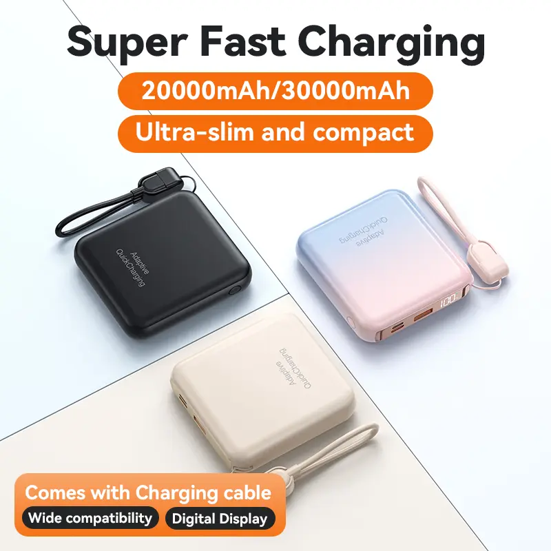 KAXOE 20000 mAh / 30000 mAh Fast Charging Multifunctional Power Bank Rechargeable Portable Mobile Phone Charger Small Convenient Portable Power Bank With LED Ultra Clear Digital Display, Compatible With Multiple Devices Suitable for iPhone, Android