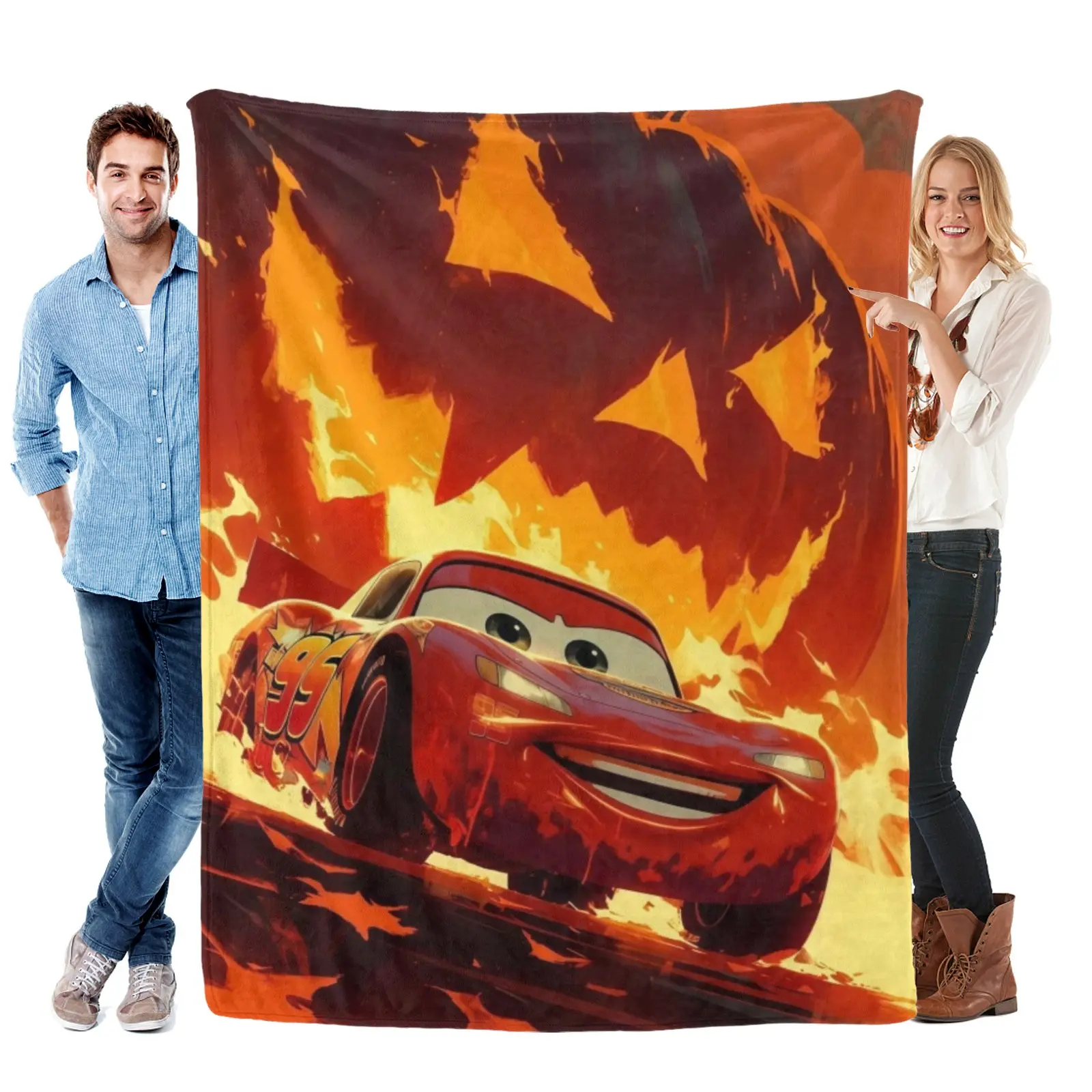 Disney Halloween Cars Mcqueen Blanket, Plush Fleece Trendy Cartoon Bedding, For Holiday Gift Room Decoration