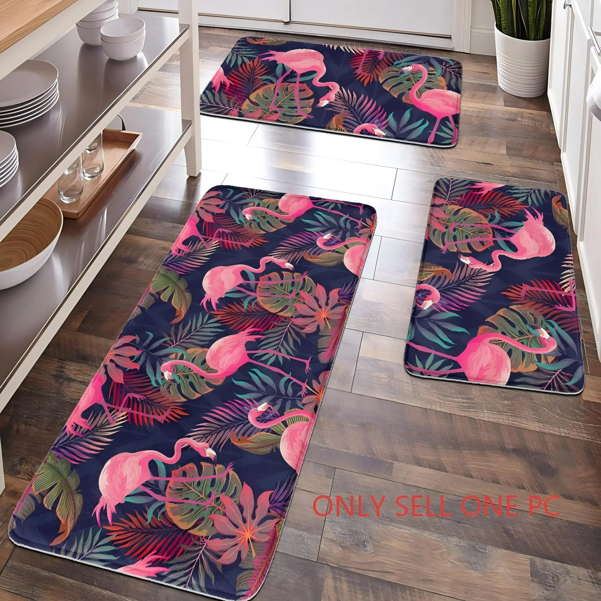 [Popular Choice]1pc, home decoration, bathroom decoration, bathroom mat, bathroom mat, kitchen decoration, kitchen mat, flamingo pattern mat, Bohemian style mat, soft and comfortable, and can relieve fatigue.
