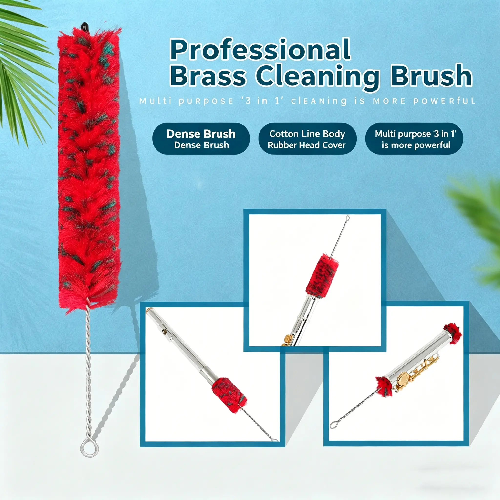 Nd289 Three-In-One Cleaning Rod, Wool Brush, Saxophone Clarinet Maintenance Tool, Essential Musical Instrument Care Kit