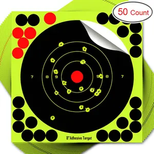 50 Pack Adhesive Target Paper, 8 Inch Adhesive Bull‘s eye Shooting Target Stickers
